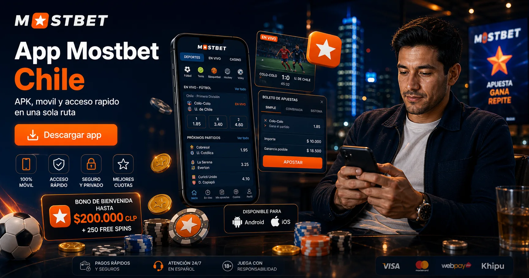 Mostbet Chile app page banner