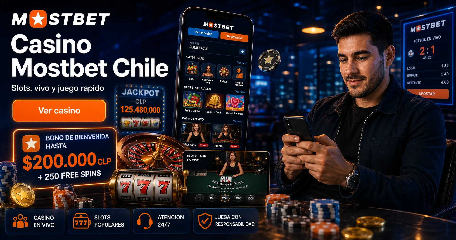 Mostbet Chile casino page banner
