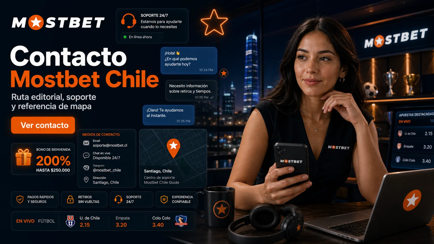 Mostbet Chile contact page banner
