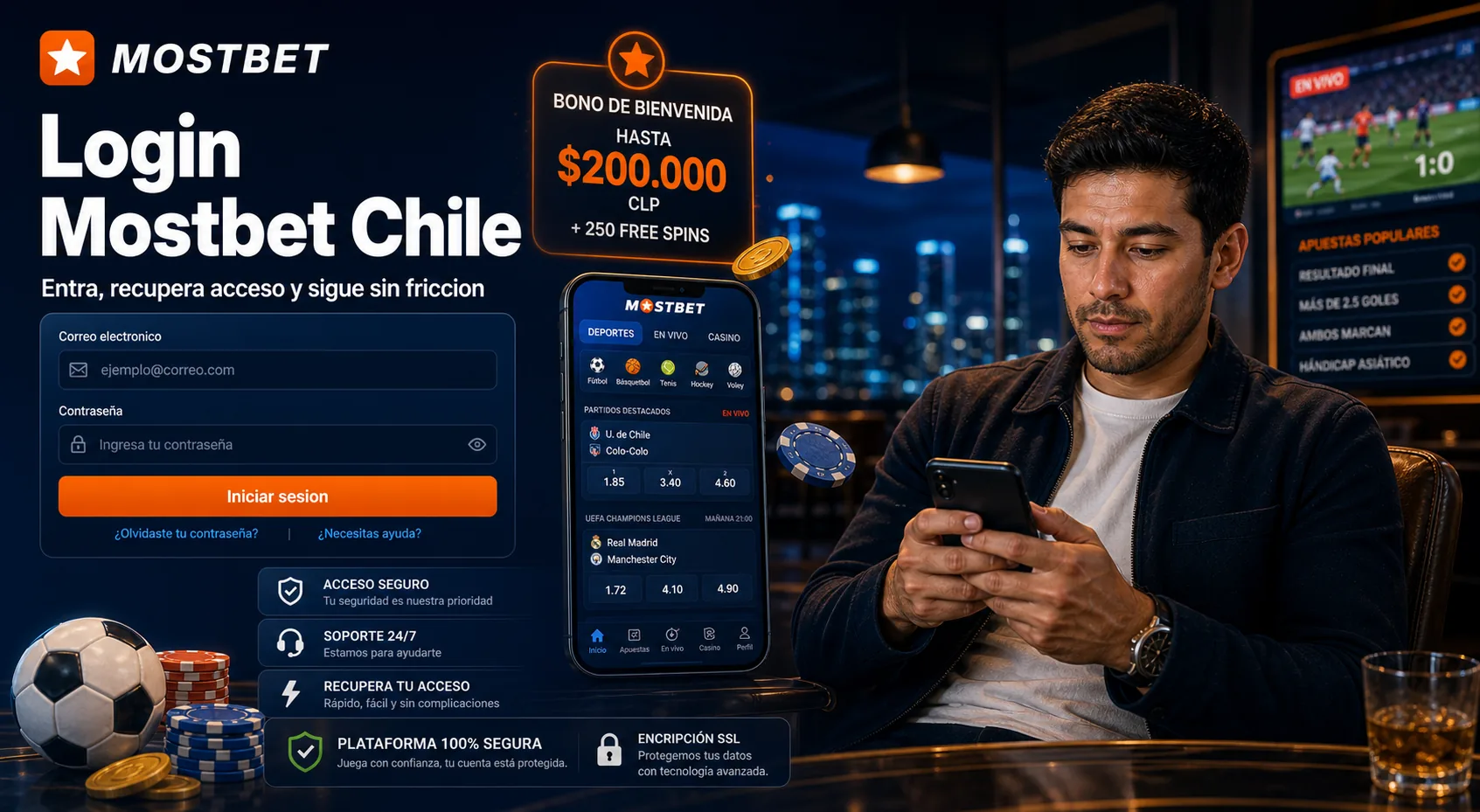 Mostbet Chile login page banner