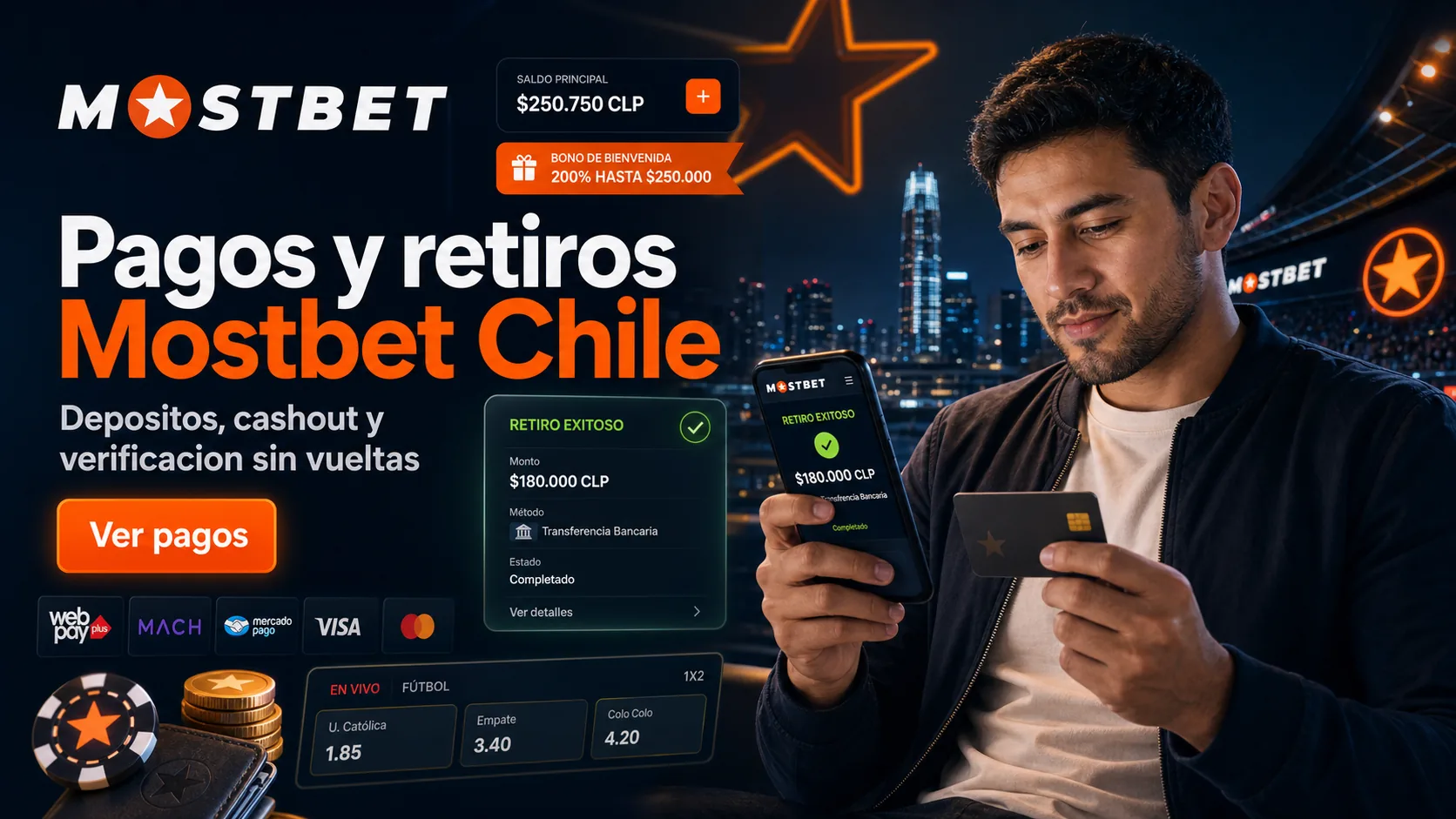 Mostbet Chile payments and withdrawals page banner